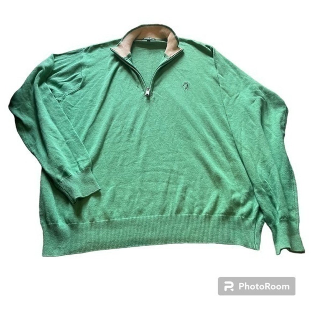 Bobby Jones Green knit golf quarter zip sweater
